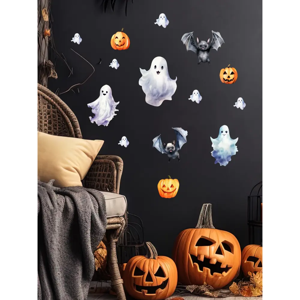 Фото Наклейки на стену для оформление праздника, украшение на Хеллоуин Halloween Фото Наклейки на стену для оформление праздника, украшение на Хеллоуин Halloween