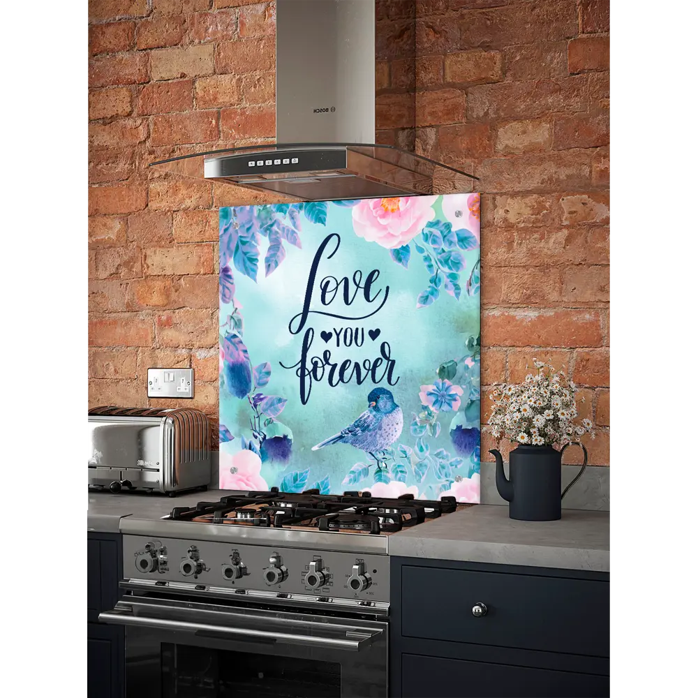 Фото 3 Стеновая панель Borntoprint Love you forever 600x500x0.4 см закаленное стекло цвет голубой