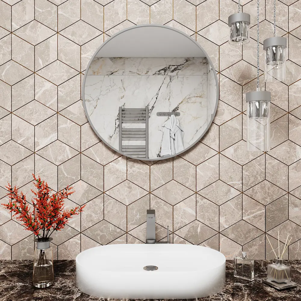 Фото Зеркало интерьерное в алюминиевой раме настенное круглое ONE Mirror 60x60 см серебро Фото Зеркало интерьерное в алюминиевой раме настенное круглое ONE Mirror 60x60 см серебро