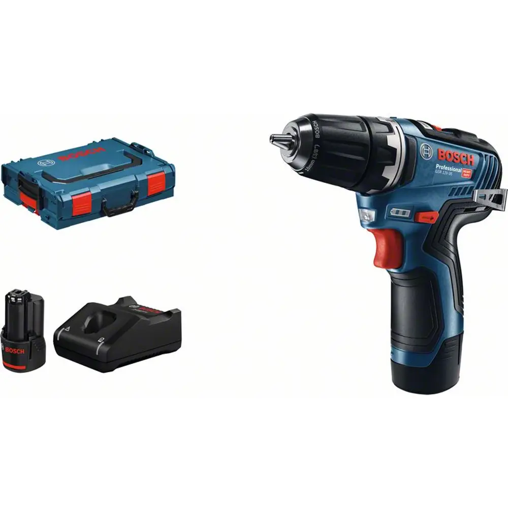 Фото Дрель-шуруповерт аккумуляторная бесщеточная Bosch Professional GSR 12V-35 LBOXX 3165140953719, 12 В Li-Ion 2x3 Ач Фото Дрель-шуруповерт аккумуляторная бесщеточная Bosch Professional GSR 12V-35 LBOXX 3165140953719, 12 В Li-Ion 2x3 Ач