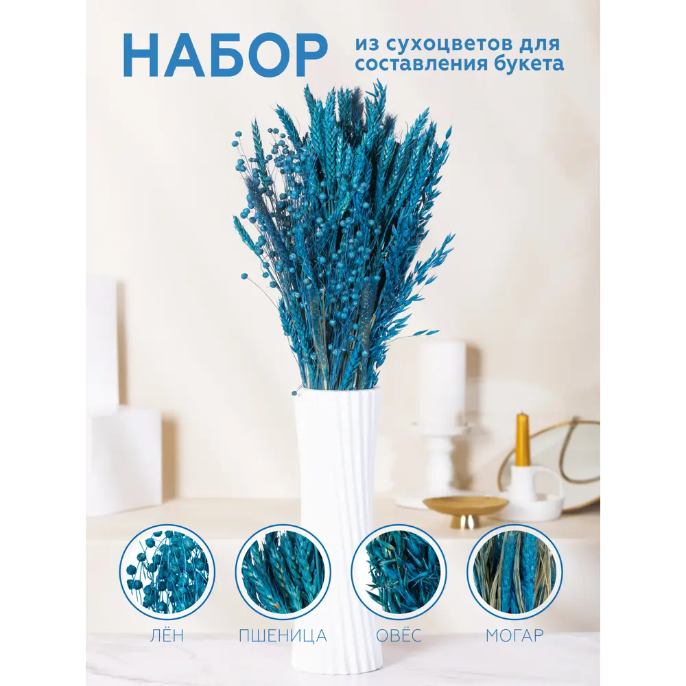 Фото 2 Набор Синий из 4-х культур: могар, овёс, лен, пшеница Фото 2 Набор Синий из 4-х культур: могар, овёс, лен, пшеница