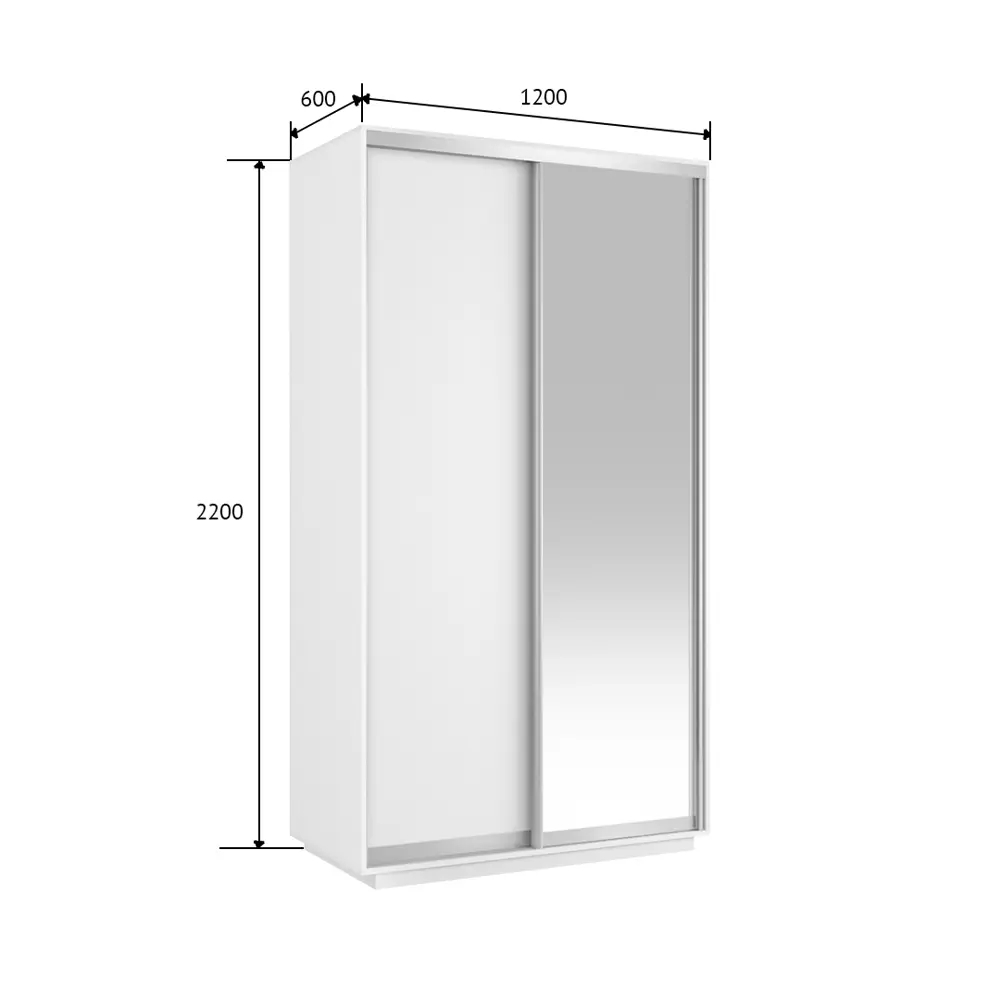 Фото 2 Шкаф-купе Мебельная компания Е1 Экспресс Хит Медиум 220x120x60 см ЛДСП цвет белый
