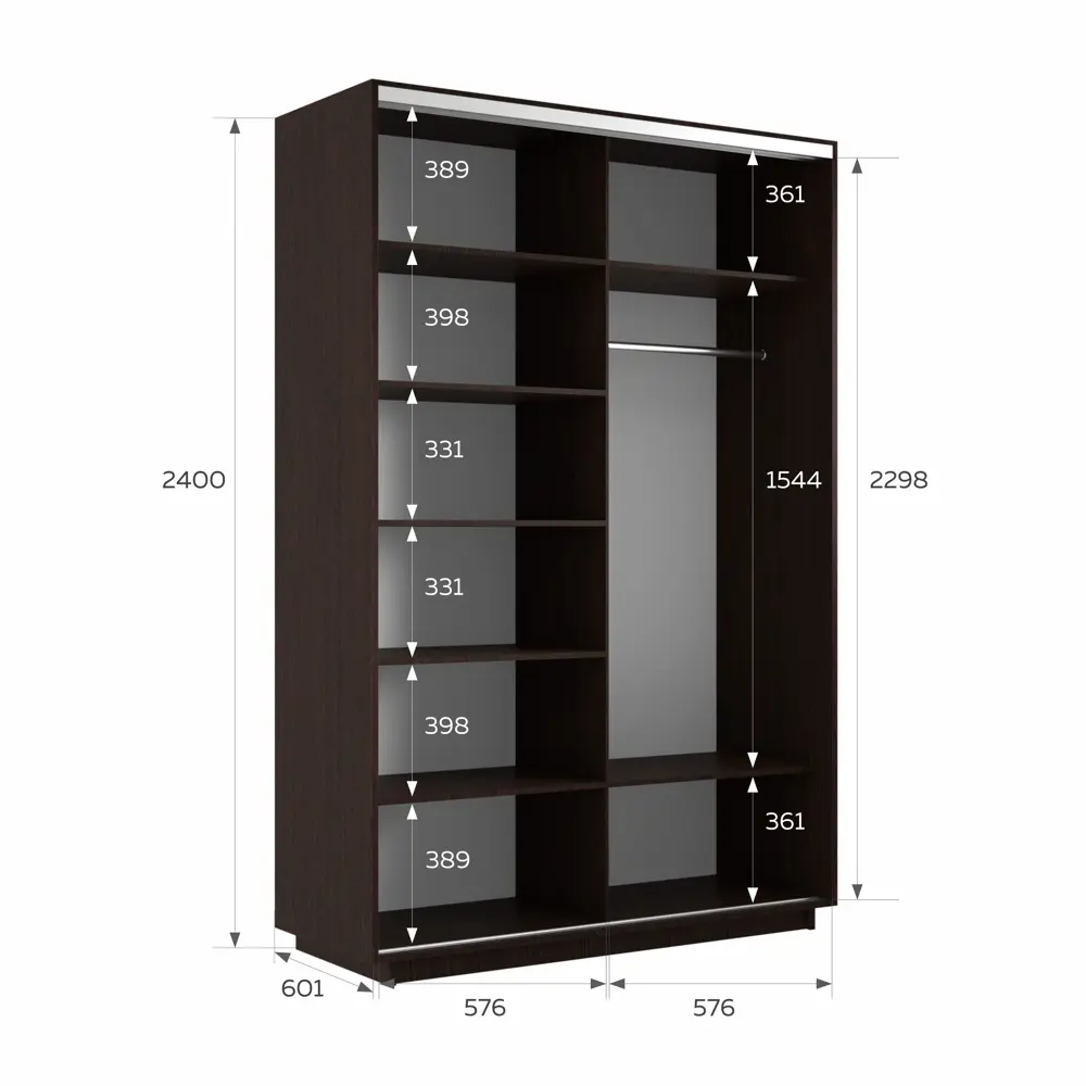 Фото 4 Шкаф-купе Мебельная компания е1 1010 240x120x60 см 7 полок ЛДСП цвет венге Фото 4 Шкаф-купе Мебельная компания е1 1010 240x120x60 см 7 полок ЛДСП цвет венге