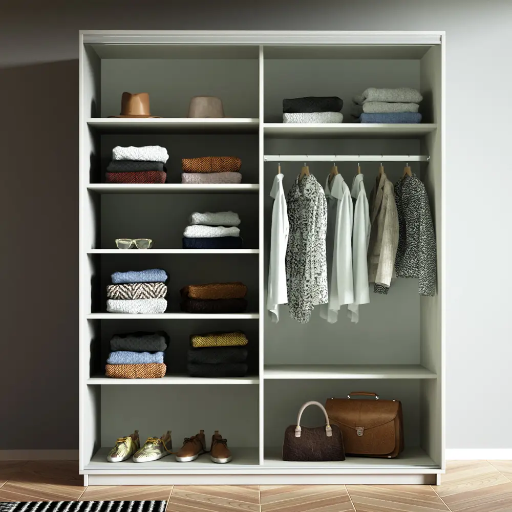 Фото 2 Шкаф-купе Мебельная компания е1 1015 220x120x60 см 7 полок ЛДСП цвет белый Фото 2 Шкаф-купе Мебельная компания е1 1015 220x120x60 см 7 полок ЛДСП цвет белый