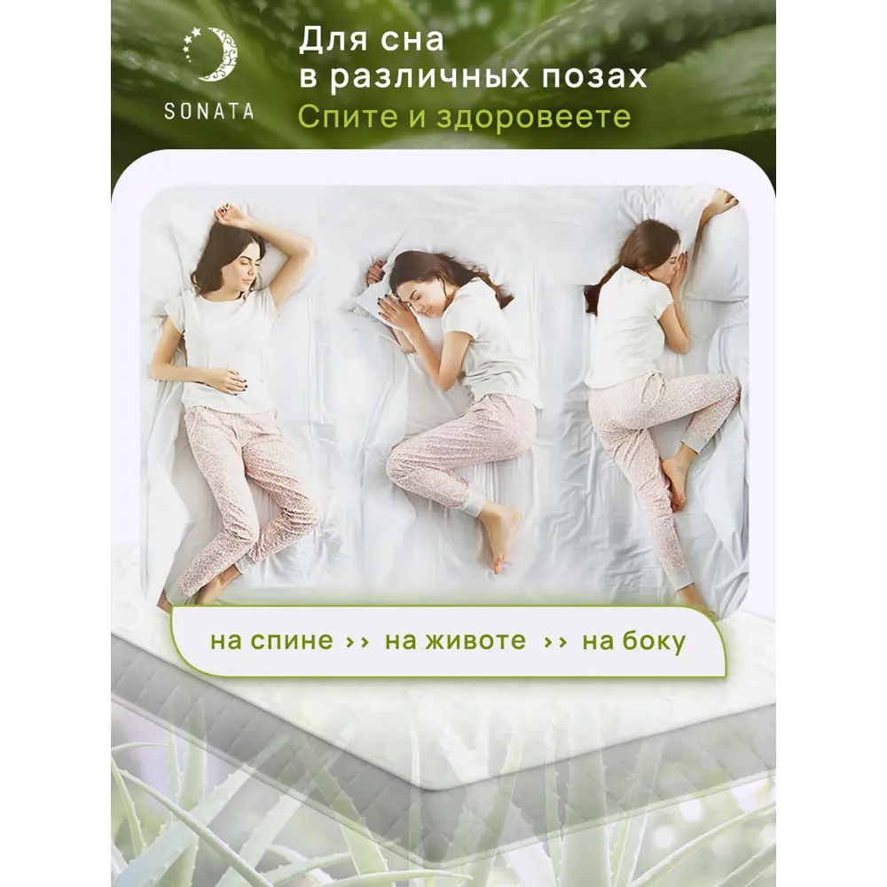Фото 7 Матрас Sonata Алоэ с массажным эффектом 180x200x20 см беспружинный, семейный Фото 7 Матрас Sonata Алоэ с массажным эффектом 180x200x20 см беспружинный, семейный