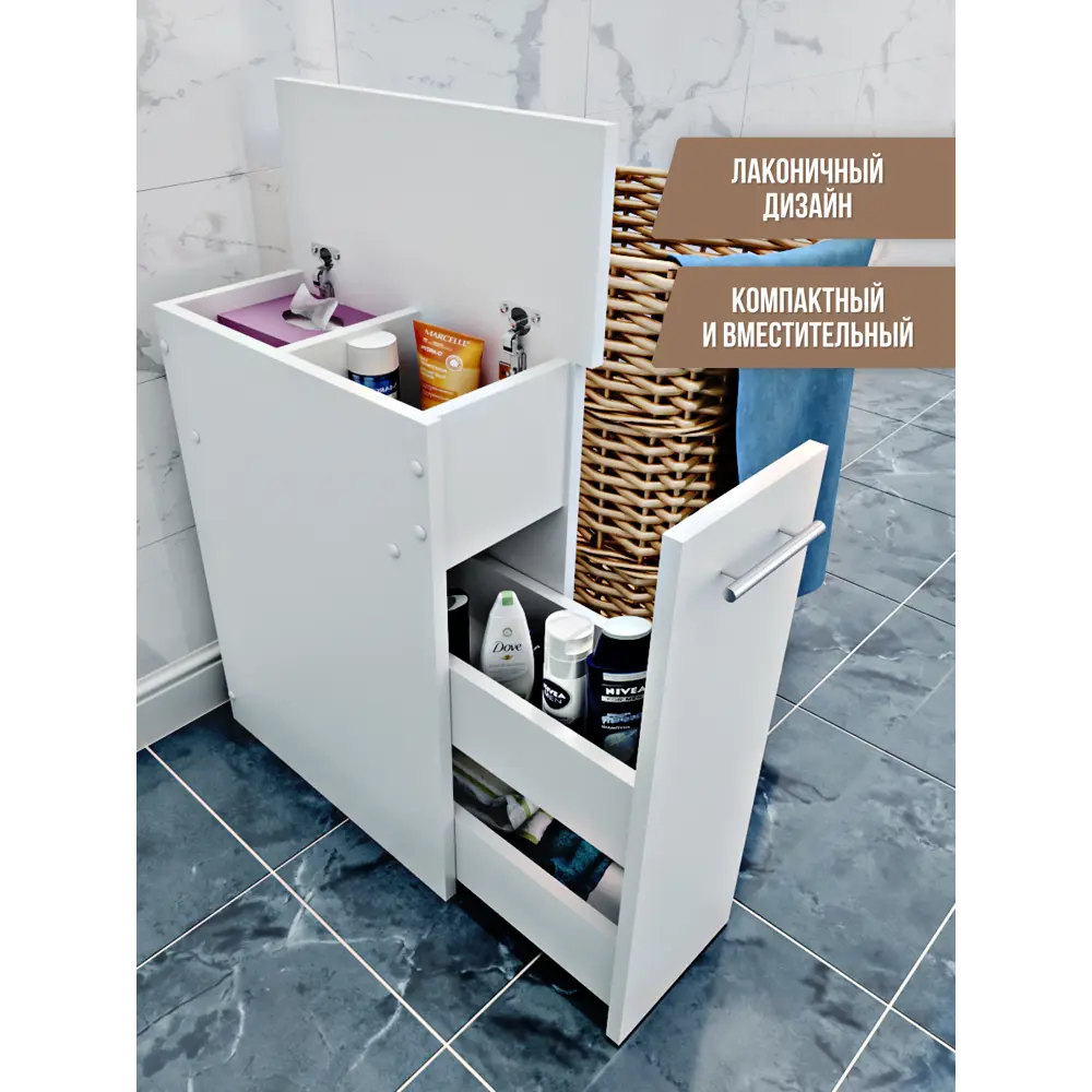 Фото 7 Тумба узкая Simplycon 20.3x60.6x45.1 см ЛДСП цвет белый Фото 7 Тумба узкая Simplycon 20.3x60.6x45.1 см ЛДСП цвет белый