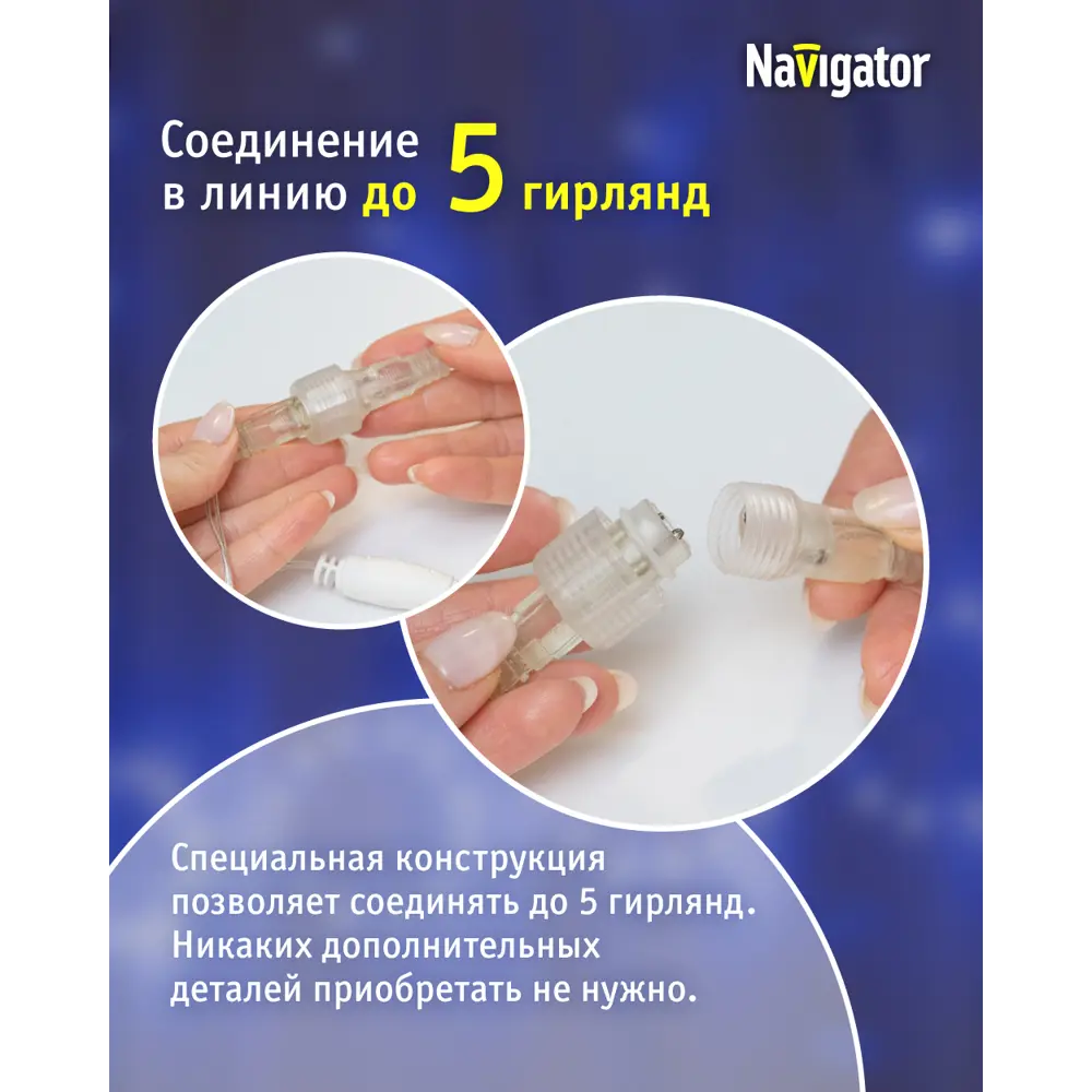 Фото 4 Электрогирлянда комнатная Navigator 95122 бахрома 100x100 м 150 ламп прозрачный 8 режимов работы Фото 4 Электрогирлянда комнатная Navigator 95122 бахрома 100x100 м 150 ламп прозрачный 8 режимов работы