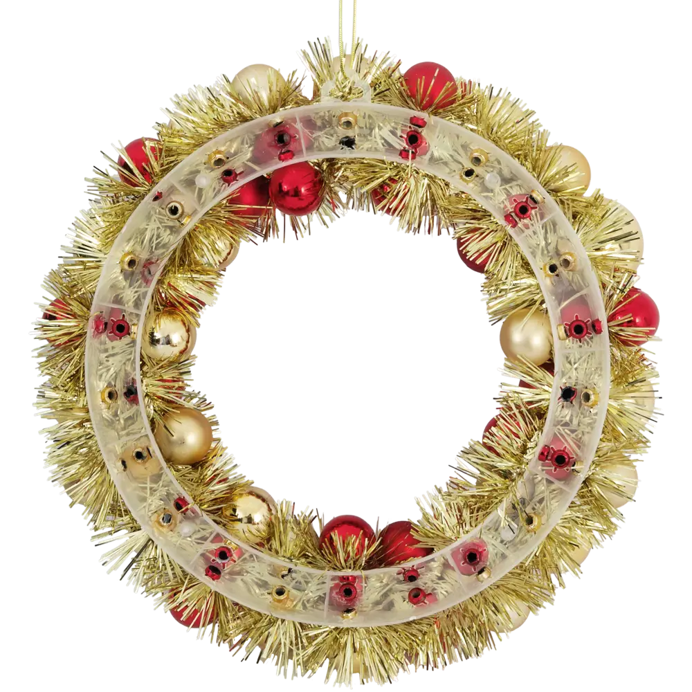 Фото 3 Рождественский венок с шарами ø30 см красно-золотой праздничный Фото 3 Рождественский венок с шарами ø30 см красно-золотой праздничный