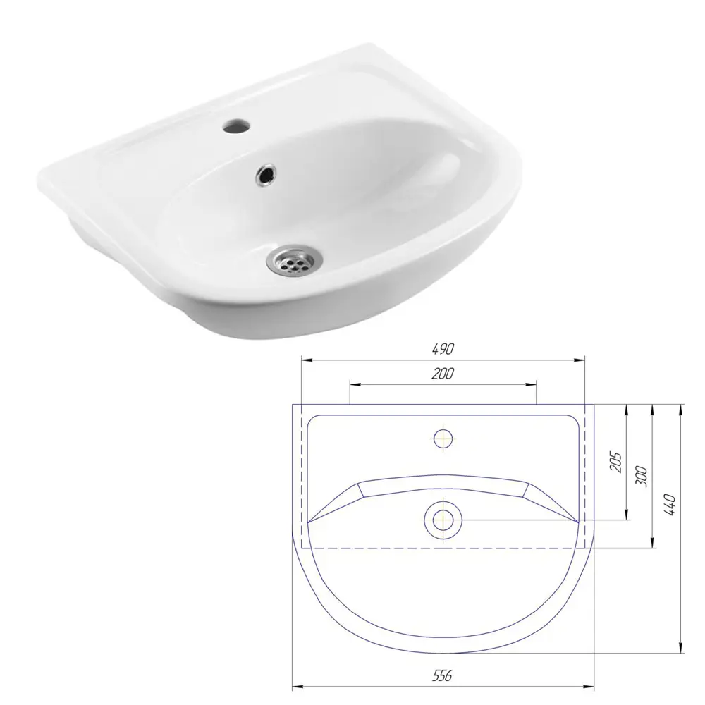 Фото 3 Тумба под раковину Misty Уют ИП000000158 55см с раковиной цвет белый