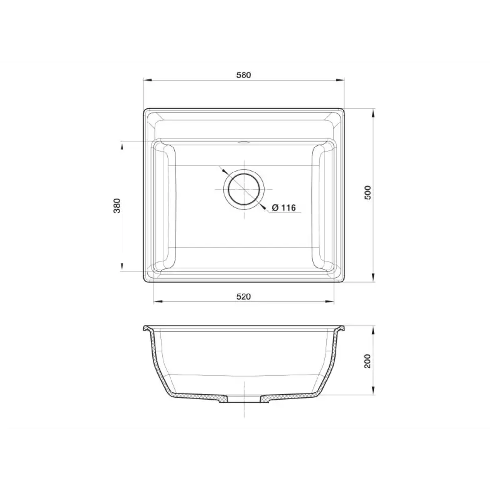 Фото 2 Кухонная мойка Granfest Vertex V-580 топаз Фото 2 Кухонная мойка Granfest Vertex V-580 топаз