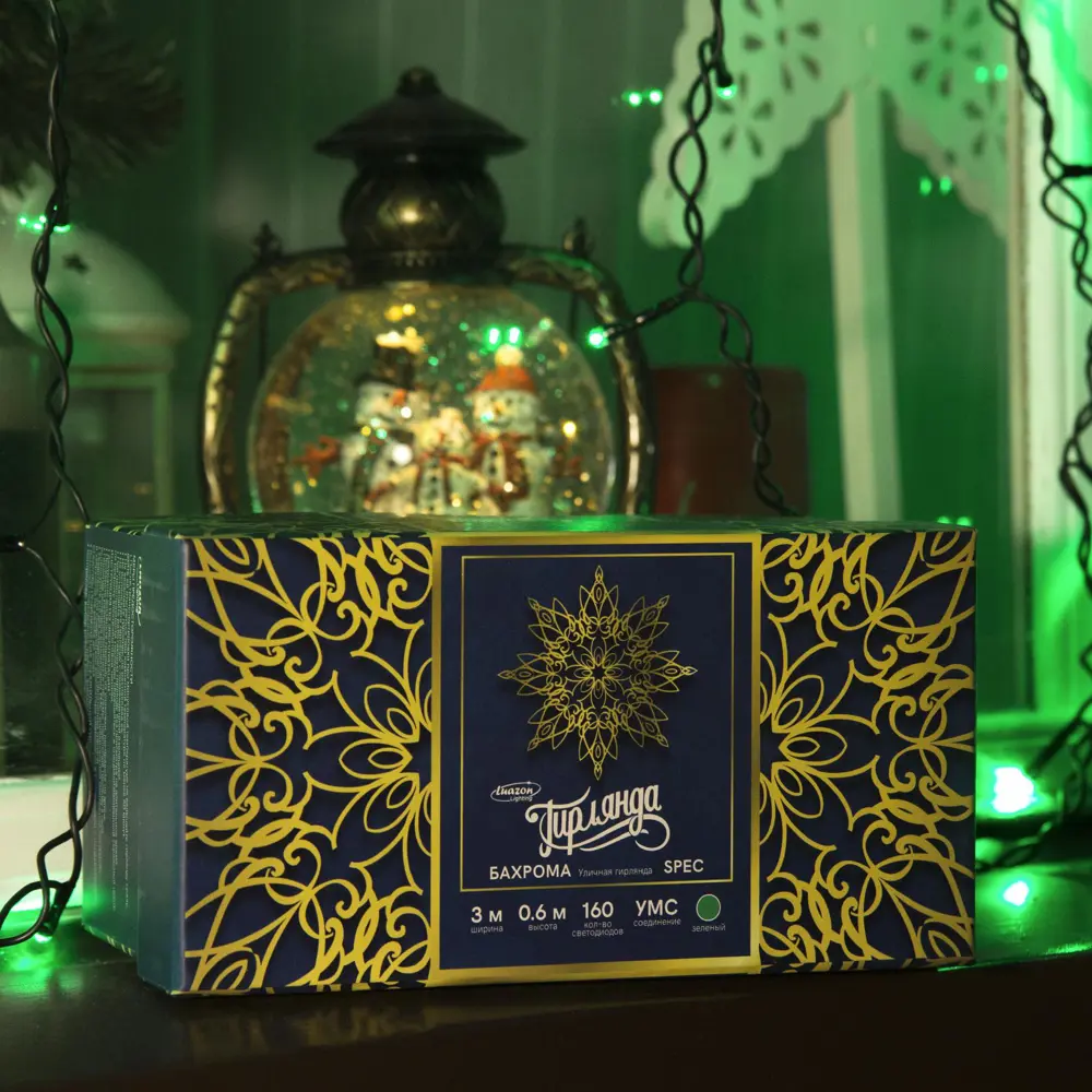 Фото 4 Электрогирлянда наружная Luazon lighting бахрома 3x3 м 160 ламп зеленый 1 режим работы