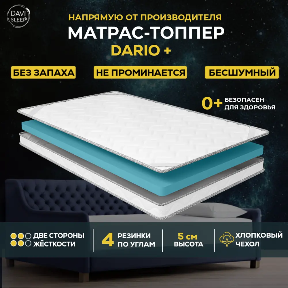 Фото 2 Топпер Davi Sleep Soft Dario+80x195x5 см беспружинный, детский Фото 2 Топпер Davi Sleep Soft Dario+80x195x5 см беспружинный, детский