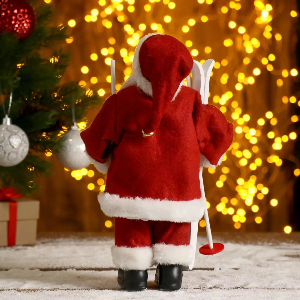 Фото 3 Новогодняя фигура Зимнее Волшебство Дед Мороз В красной шубке на лыжах 29 см