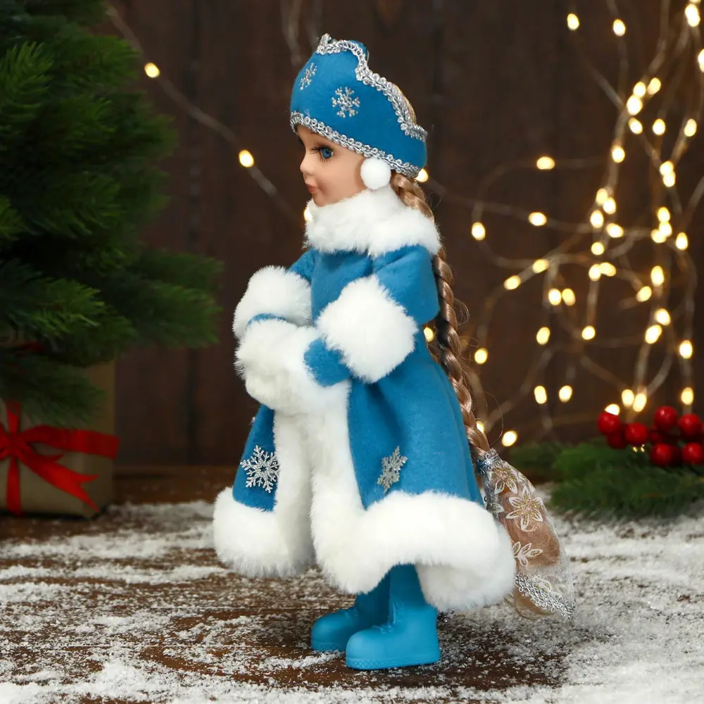 Фото 2 Новогодняя фигура Зимнее Волшебство Снегурочка В пышной шубке со звёздами 14x30 см