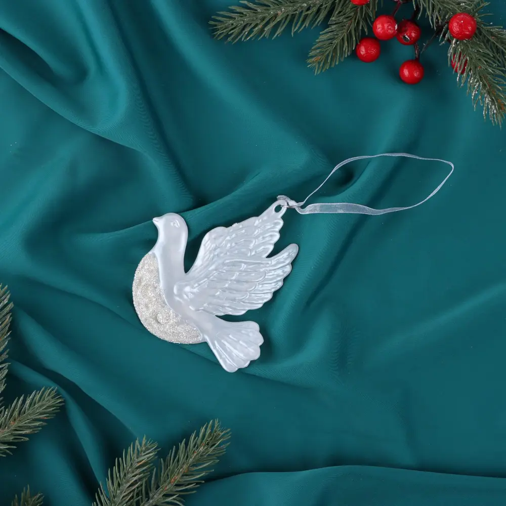 Фото Елочная игрушка Голубка блеск Зимнее волшебство 6953987 10 см белый Фото Елочная игрушка Голубка блеск Зимнее волшебство 6953987 10 см белый