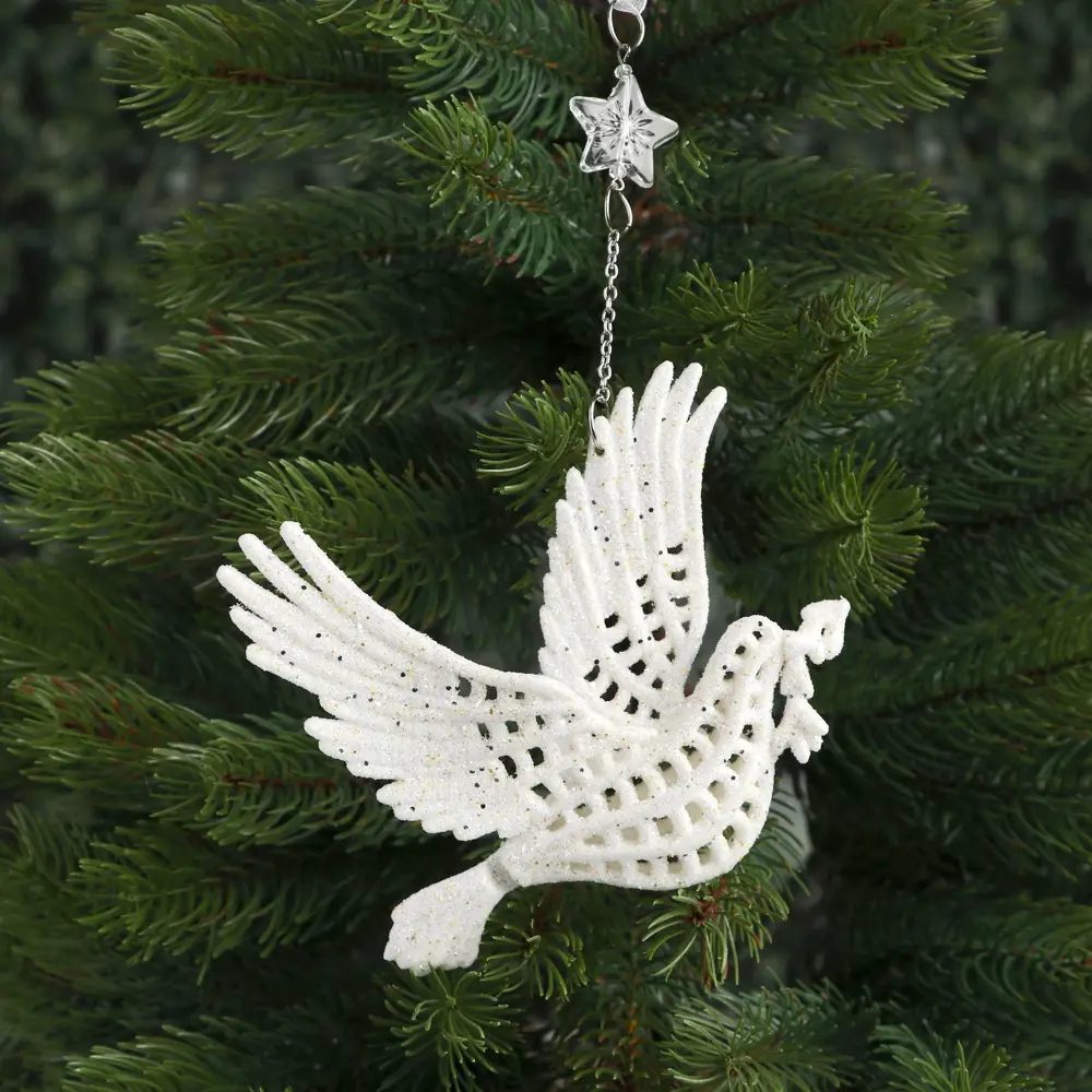 Фото Елочная игрушка Голубь с веткой Зимнее волшебство 3576015 12.5 см цвет белый Фото Елочная игрушка Голубь с веткой Зимнее волшебство 3576015 12.5 см цвет белый