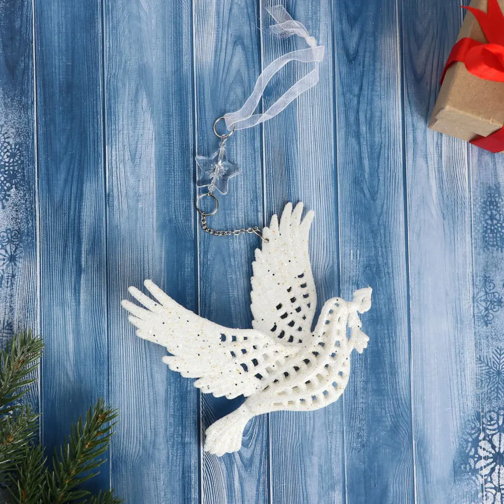Фото 2 Елочная игрушка Голубь с веткой Зимнее волшебство 3576015 12.5 см цвет белый Фото 2 Елочная игрушка Голубь с веткой Зимнее волшебство 3576015 12.5 см цвет белый