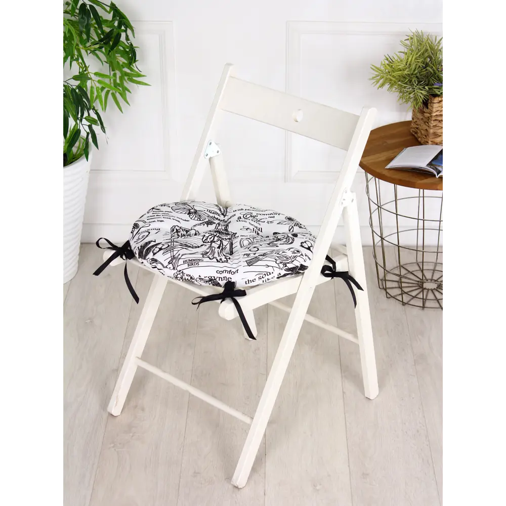 Фото 3 Подушка для стула Bio-Line PRKR4 40x40 см с завязками цвет белый Фото 3 Подушка для стула Bio-Line PRKR4 40x40 см с завязками цвет белый