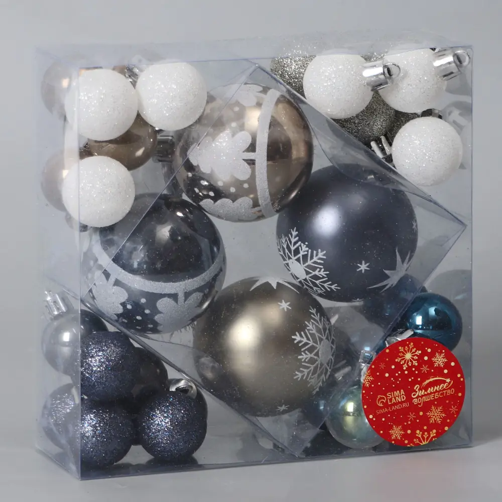 Фото 2 Набор елочных шаров Зимнее волшебство 4942097 ФБО Морозное утро 16.5 см пластик разноцветный 32 шт