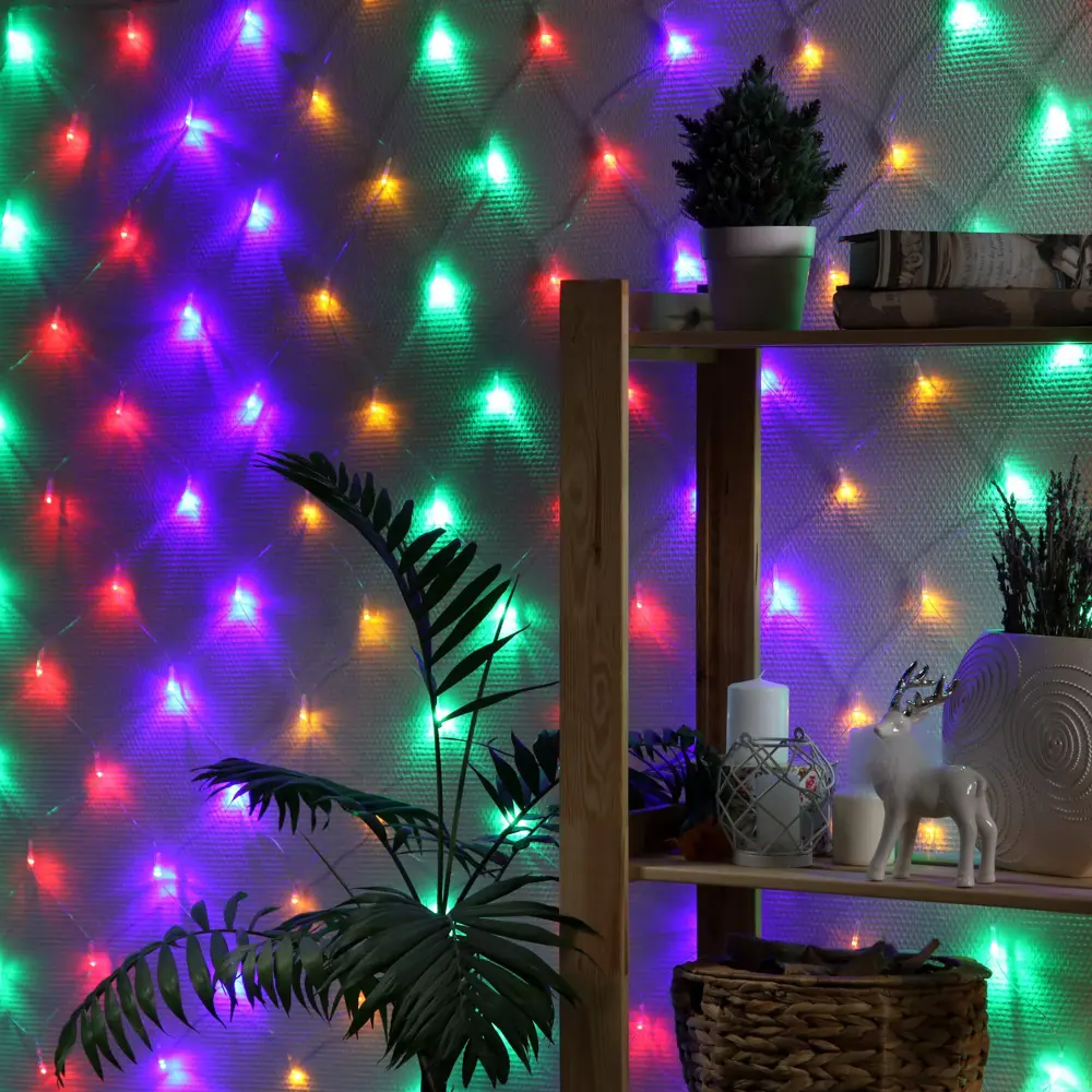Фото Электрогирлянда комнатная Luazon lighting сеть 1.6x1.6 м 144 ламп разноцветный 8 режимов работы Фото Электрогирлянда комнатная Luazon lighting сеть 1.6x1.6 м 144 ламп разноцветный 8 режимов работы