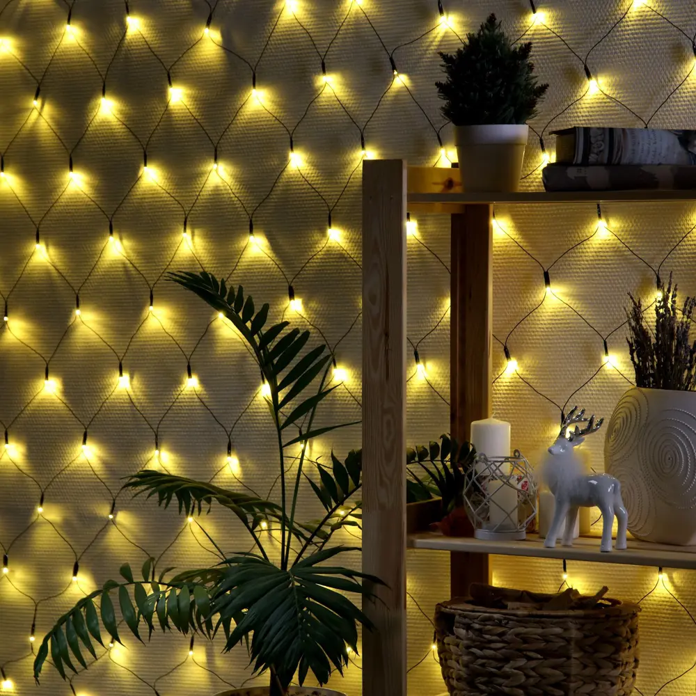 Фото Электрогирлянда комнатная Luazon lighting 3556875 сеть 1.6x1.6 м 144 ламп теплый белый (желтый) 8 режимов работы Фото Электрогирлянда комнатная Luazon lighting 3556875 сеть 1.6x1.6 м 144 ламп теплый белый (желтый) 8 режимов работы
