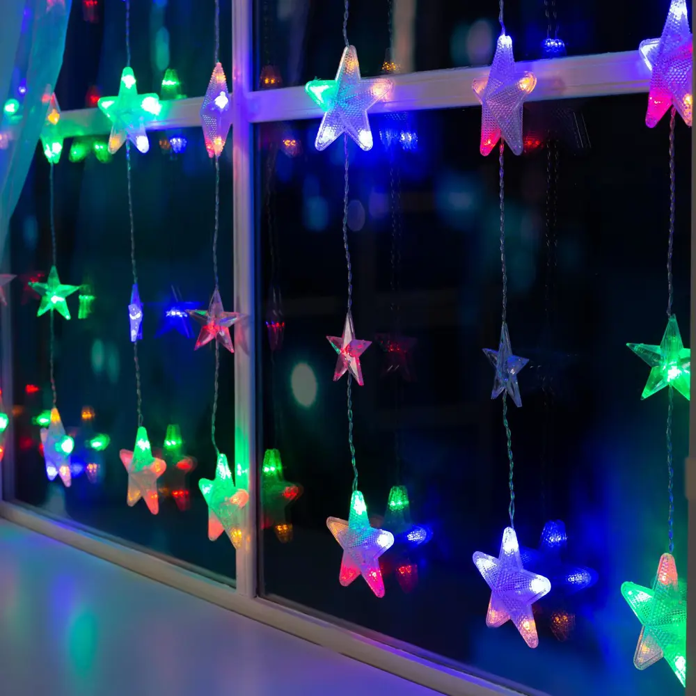 Фото 3 Электрогирлянда комнатная Luazon lighting 4356973 бахрома 2.4x2.4 м 186 ламп разноцветный 8 режимов работы