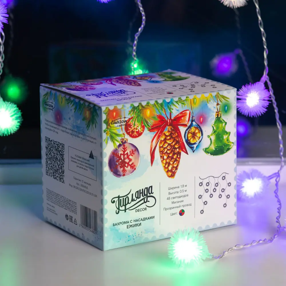 Фото 6 Электрогирлянда комнатная Luazon lighting бахрома 1.8x1.8 м 48 ламп белый 1 режим работы Фото 6 Электрогирлянда комнатная Luazon lighting бахрома 1.8x1.8 м 48 ламп белый 1 режим работы