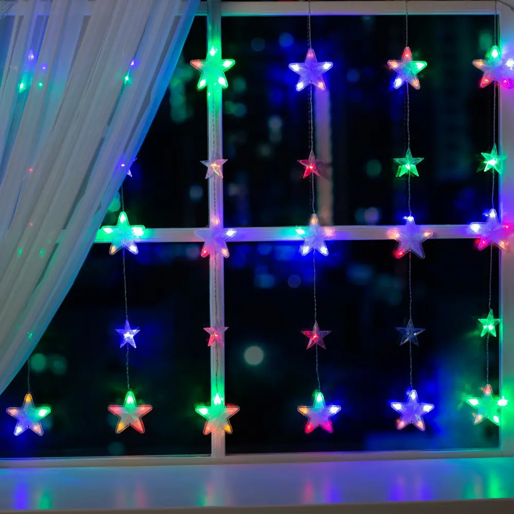 Фото Электрогирлянда комнатная Luazon lighting 4356973 бахрома 2.4x2.4 м 186 ламп разноцветный 8 режимов работы