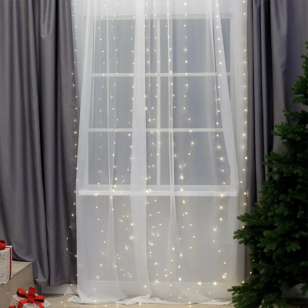 Фото 4 Электрогирлянда комнатная Luazon lighting 4814717 занавес 2.8x2.8 м 300 ламп теплый белый (желтый) 8 режимов работы Фото 4 Электрогирлянда комнатная Luazon lighting 4814717 занавес 2.8x2.8 м 300 ламп теплый белый (желтый) 8 режимов работы