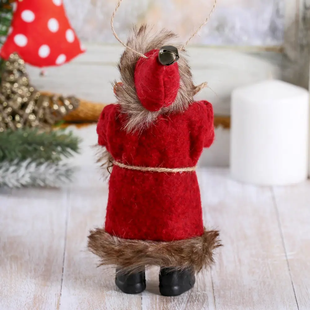 Фото 3 Фигура декоративная Зимнее Волшебство Дед Мороз В красной шубке с хворостом 16 см