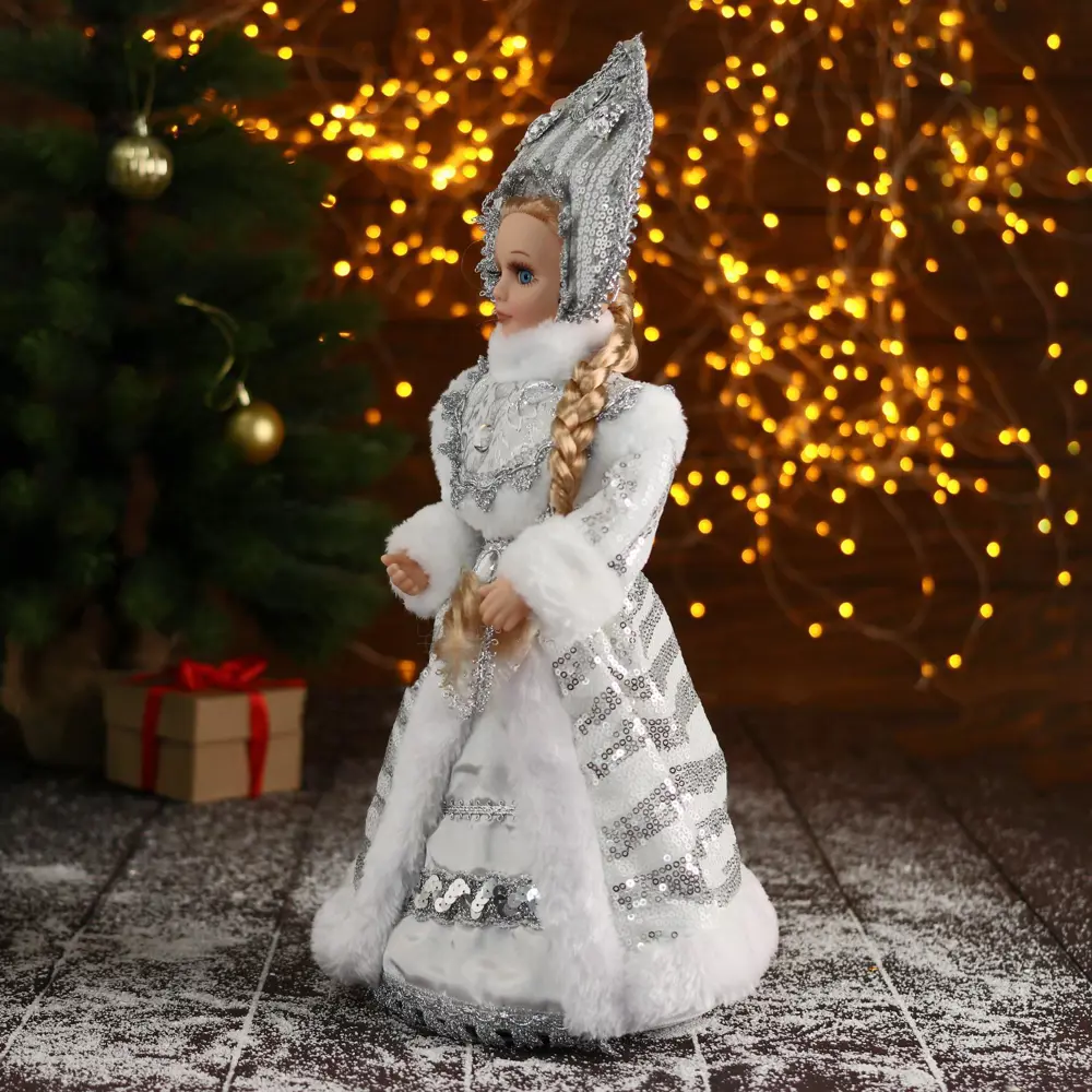 Фото 2 Фигура декоративная Зимнее Волшебство Снегурочка В белой шубке и кокошнике 17x35 см микс