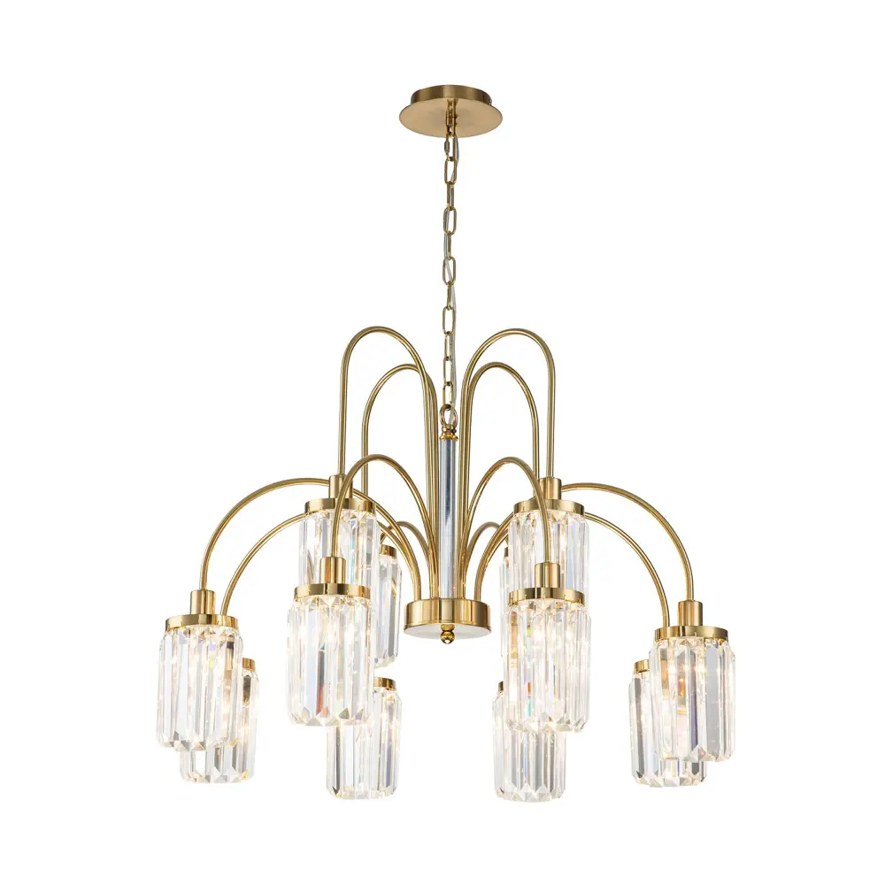 Фото Люстра подвесная светодиодная хрустальная Favourite Duke 1794-12P 12 лампы 24 м² цвет золотой Фото Люстра подвесная светодиодная хрустальная Favourite Duke 1794-12P 12 лампы 24 м² цвет золотой