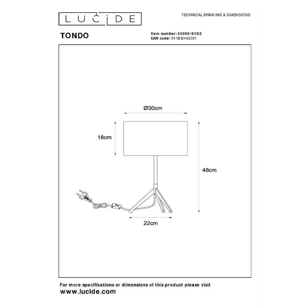 Фото 4 Настольная лампа Lucide Tondo 45590_81_02 цвет жёлтый/золотой