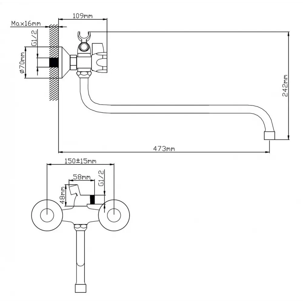 Фото 2 Смеситель для ванны Potato P2366 двухвентильный цвет хром