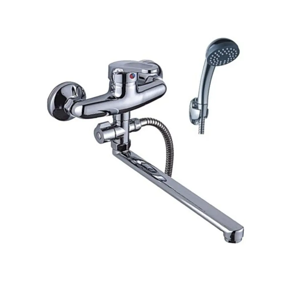 Фото Смеситель для ванны Эверест B21-028 однорычажный с душевой лейкой цвет хром