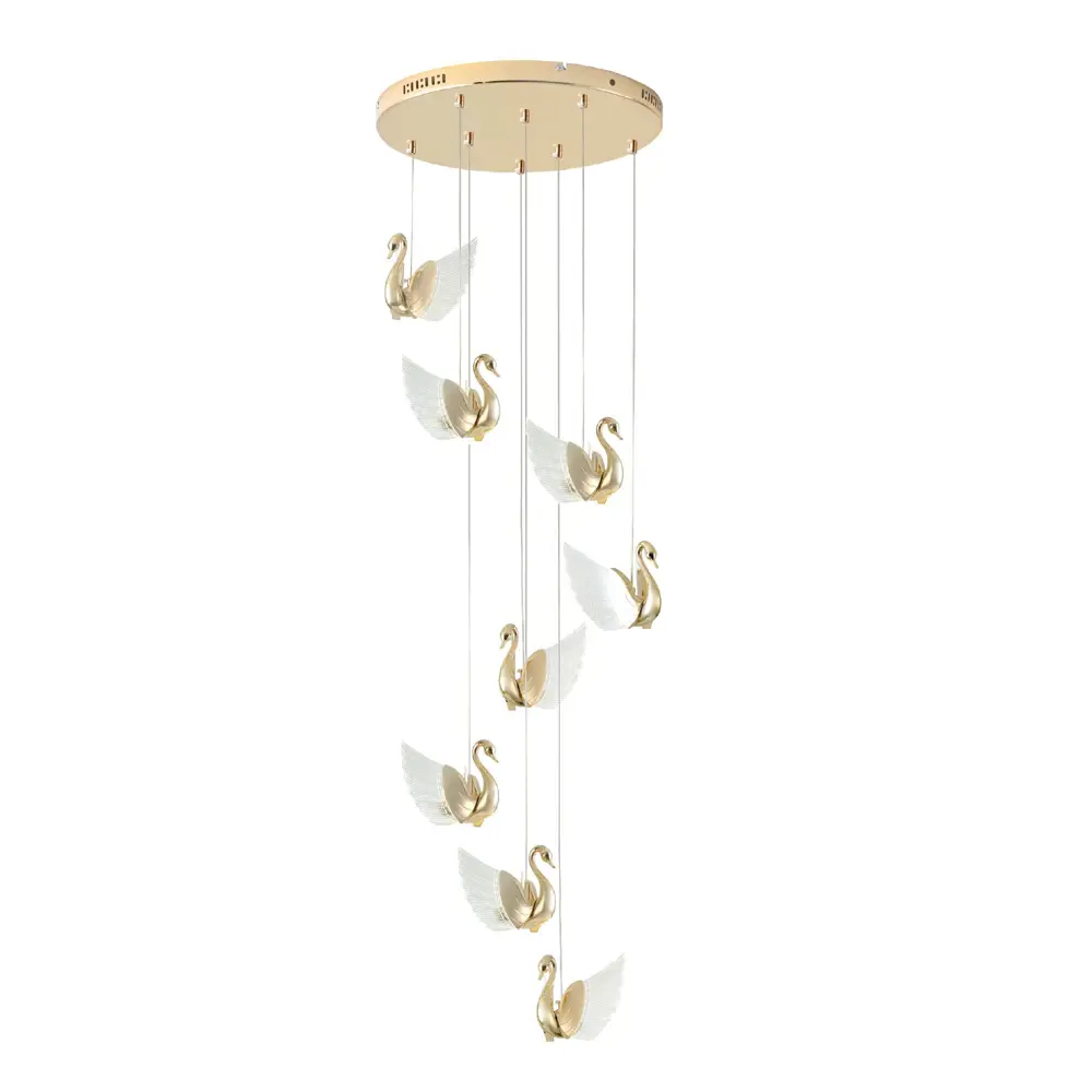 Фото Люстра подвесная светодиодная Ritter Birdie 51638 9 23 м² нейтральный белый свет цвет золото Фото Люстра подвесная светодиодная Ritter Birdie 51638 9 23 м² нейтральный белый свет цвет золото