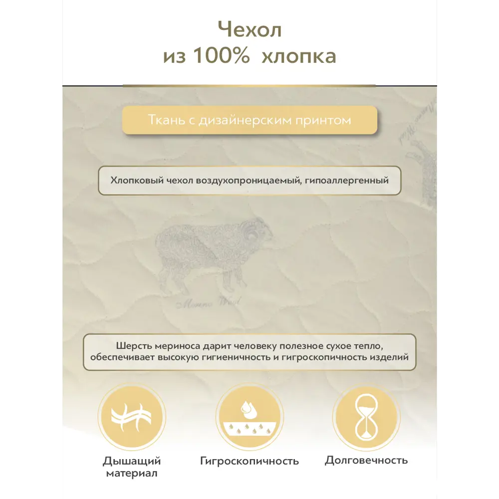 Фото 5 Набор 1 одеяло+2 подушки Мерино шерсть мериноса в хлопковом тике 140x200 см 70x70 см Фото 5 Набор 1 одеяло+2 подушки Мерино шерсть мериноса в хлопковом тике 140x200 см 70x70 см
