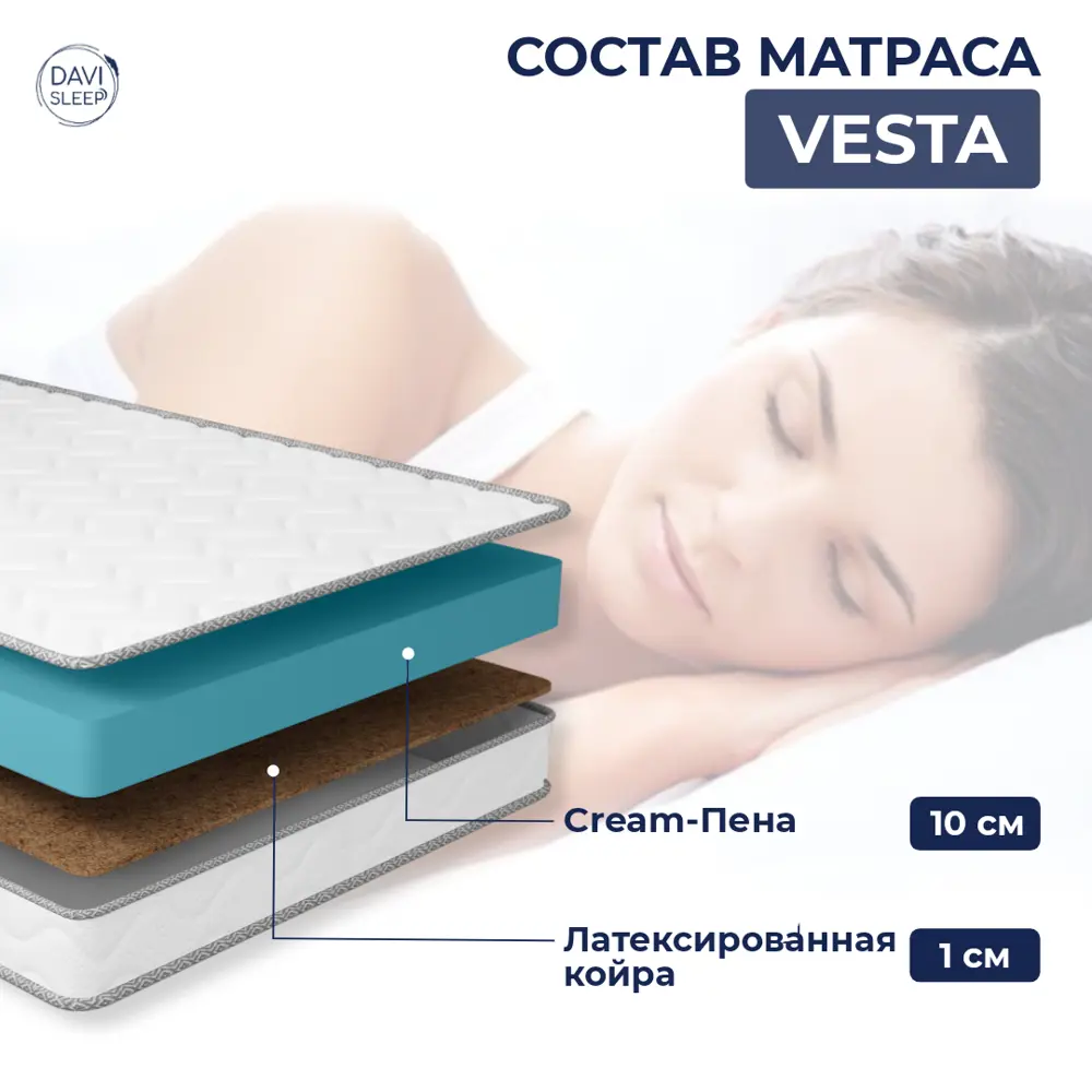 Фото 3 Матрас Davi Sleep Soft Vesta 80x200x12 см беспружинный, детский