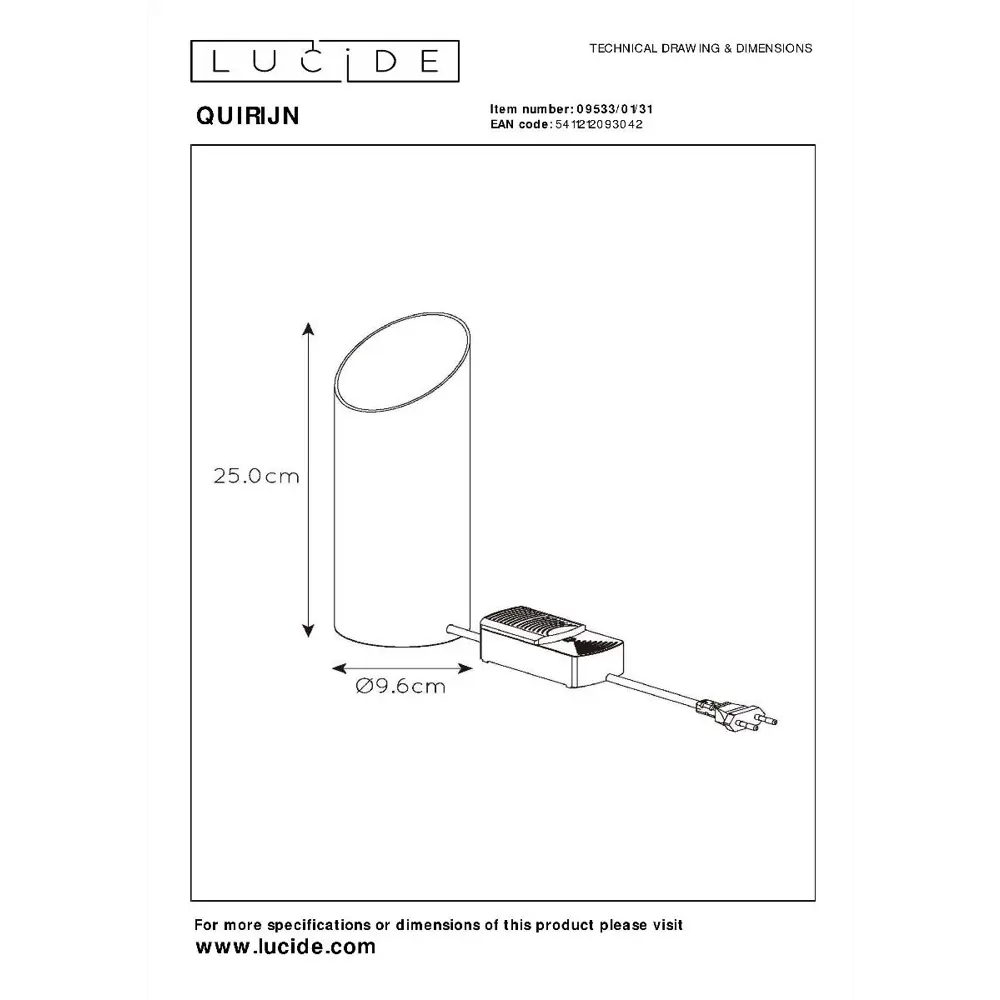 Фото 8 Настольная лампа Lucide Quirijn 09533_01_31 цвет белый