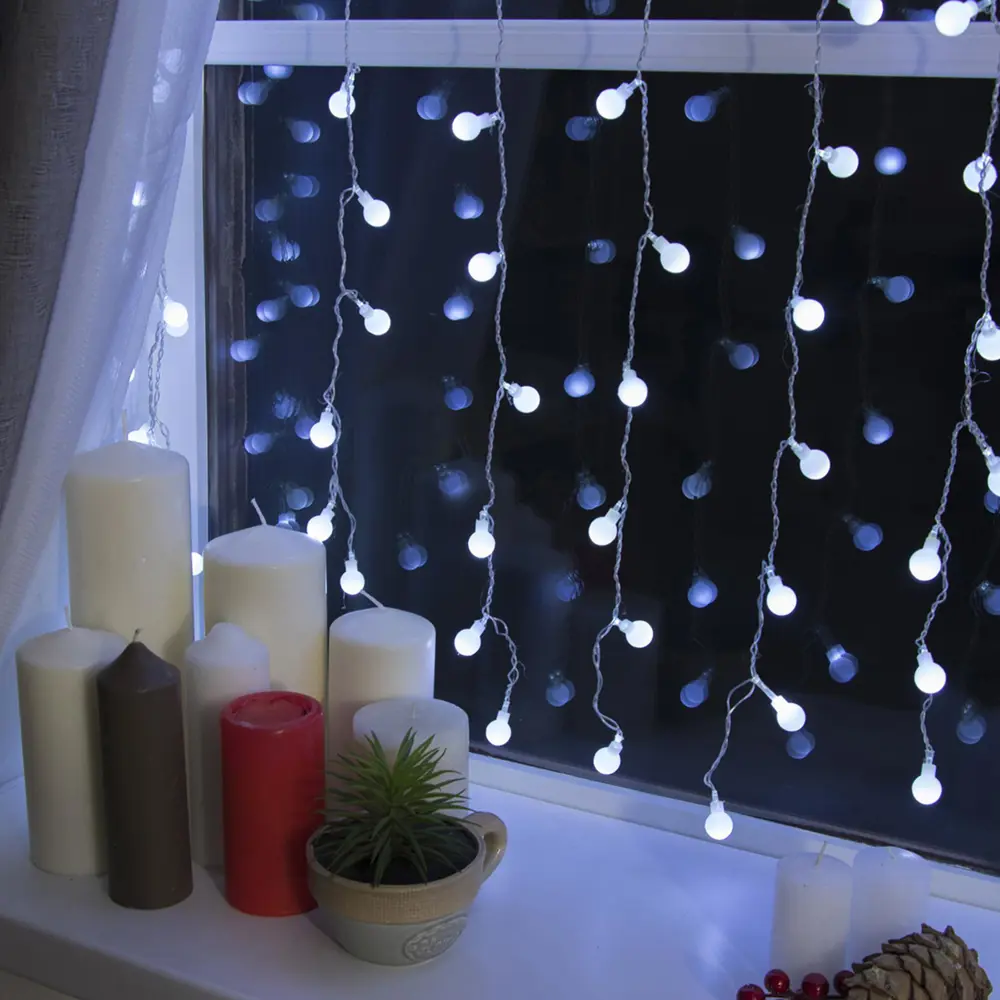 Фото 2 Электрогирлянда комнатная Luazon lighting занавес 2x2 м 360 ламп белый 8 режимов работы Фото 2 Электрогирлянда комнатная Luazon lighting занавес 2x2 м 360 ламп белый 8 режимов работы