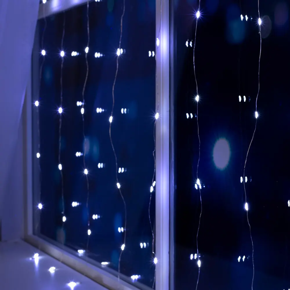 Фото 3 Электрогирлянда универсальная Luazon lighting занавес 1x1 м 100 ламп холодный белый (голубой) 1 режим работы Фото 3 Электрогирлянда универсальная Luazon lighting занавес 1x1 м 100 ламп холодный белый (голубой) 1 режим работы