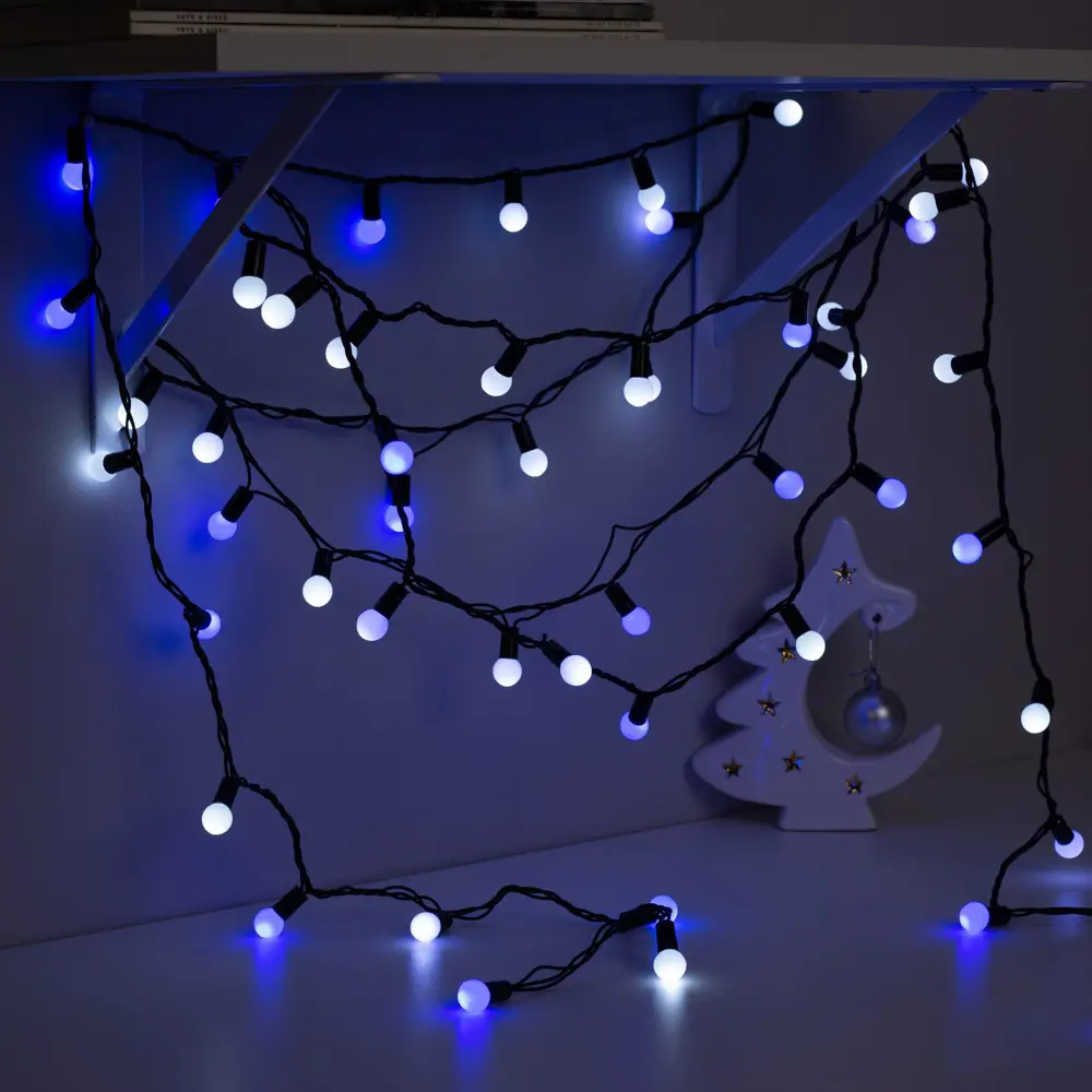 Фото 4 Электрогирлянда наружная Luazon lighting нить 10 м 100 ламп цвет белый 1 режим работы Фото 4 Электрогирлянда наружная Luazon lighting нить 10 м 100 ламп цвет белый 1 режим работы