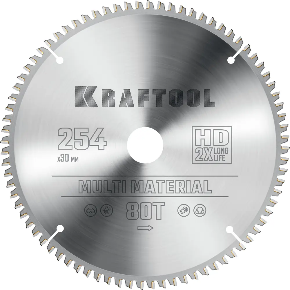 Фото Диск пильный по алюминию Kraftool 36953-254-30 80Т 254x30x2.2 мм Фото Диск пильный по алюминию Kraftool 36953-254-30 80Т 254x30x2.2 мм