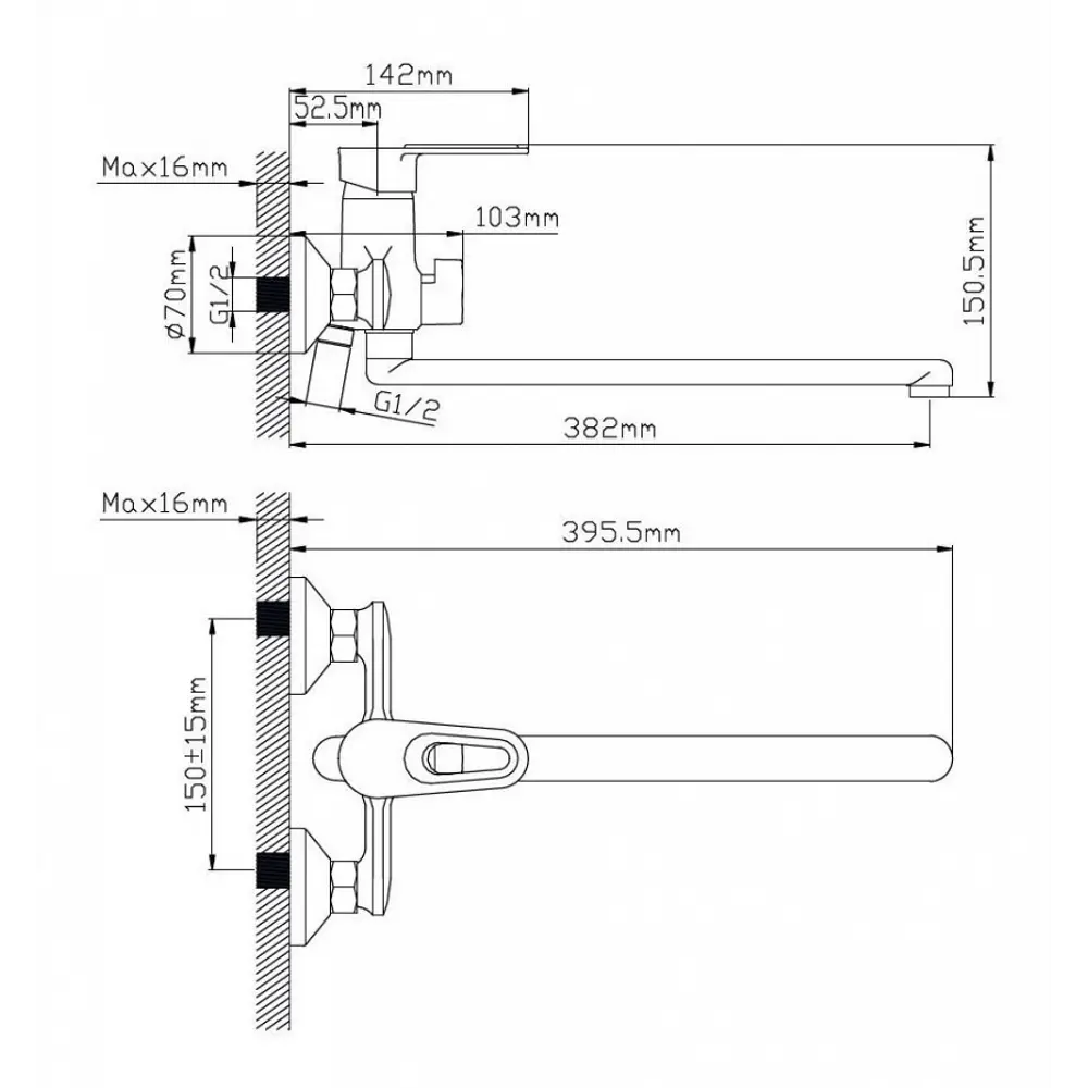 Фото 2 Смеситель для ванны Potato P22274-7 однорычажный с душевой лейкой цвет белый Фото 2 Смеситель для ванны Potato P22274-7 однорычажный с душевой лейкой цвет белый