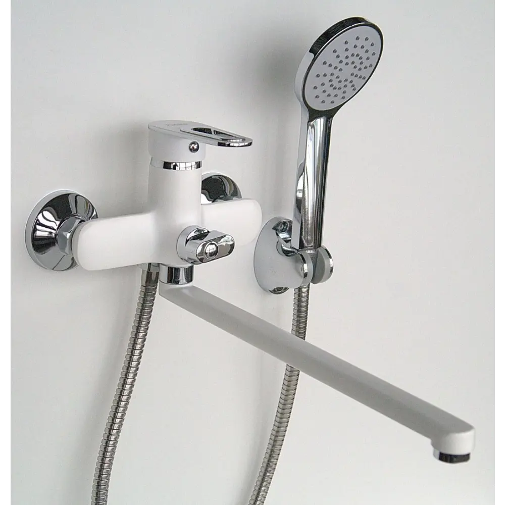 Фото 3 Смеситель для ванны Potato P22274-7 однорычажный с душевой лейкой цвет белый Фото 3 Смеситель для ванны Potato P22274-7 однорычажный с душевой лейкой цвет белый