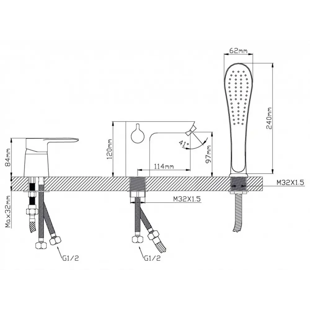 Фото 2 Смеситель для ванны Potato P11237-7 однорычажный цвет белый Фото 2 Смеситель для ванны Potato P11237-7 однорычажный цвет белый