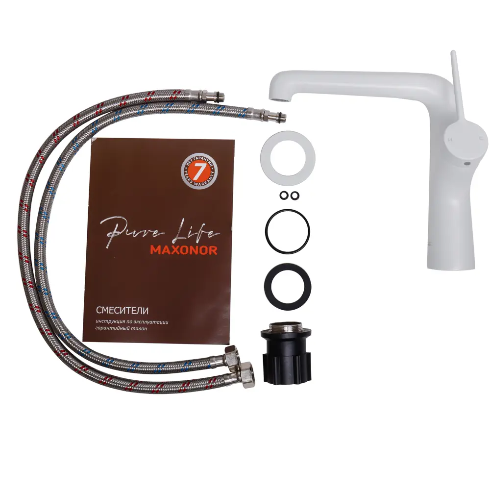 Фото 4 Смеситель для раковины Maxonor PL1094-8 однорычажный цвет белый Фото 4 Смеситель для раковины Maxonor PL1094-8 однорычажный цвет белый