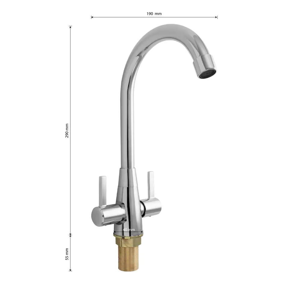 Фото 2 Смеситель для кухни однорычажный Myfair 752 излив 29 см цвет серебристый