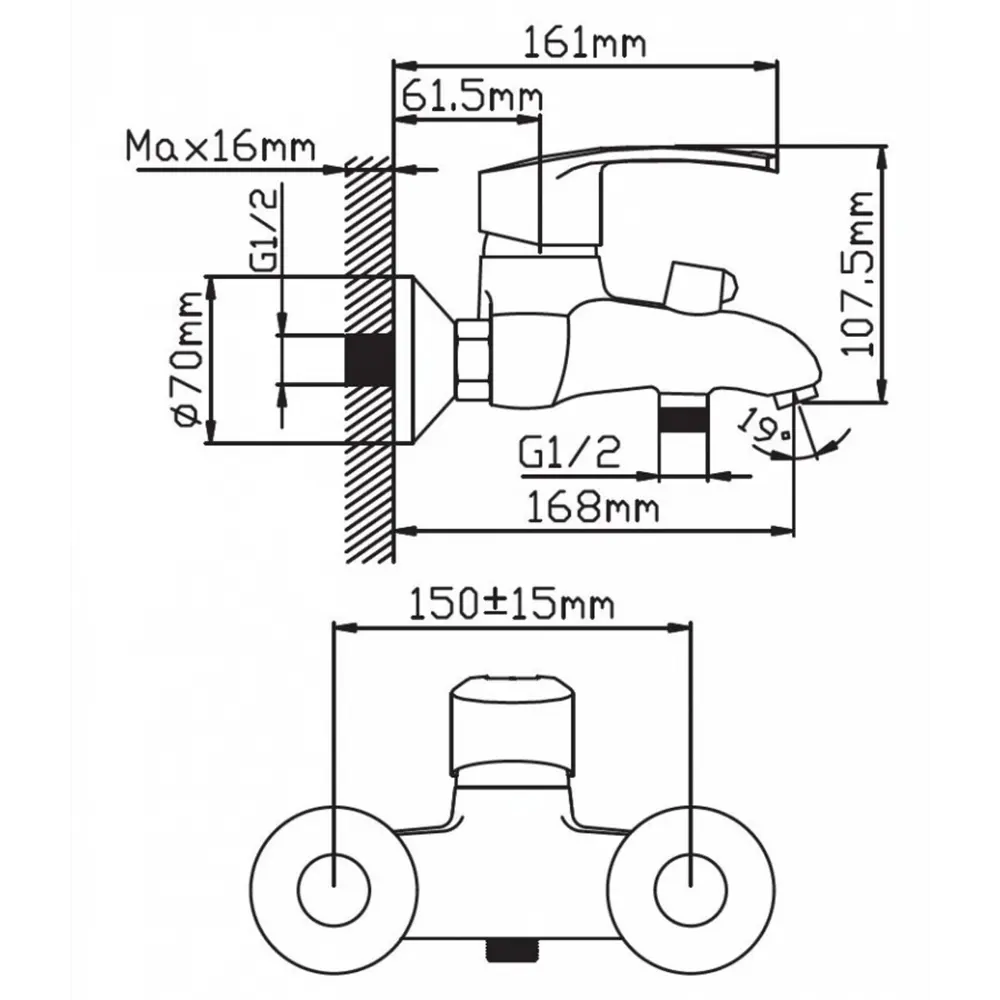 Фото 2 Смеситель для ванны Potato P3022B однорычажный с душевой лейкой цвет хром Фото 2 Смеситель для ванны Potato P3022B однорычажный с душевой лейкой цвет хром