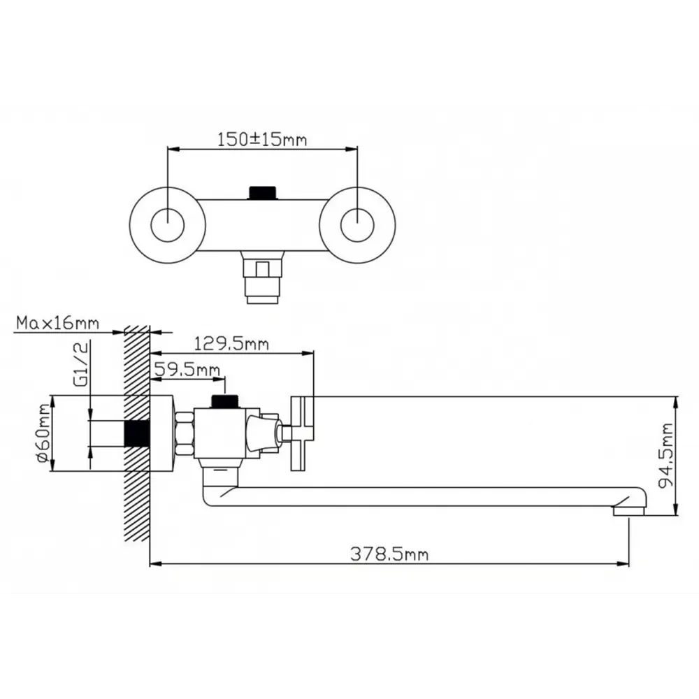 Фото 2 Смеситель для ванны Potato P2273 двухвентильный цвет хром